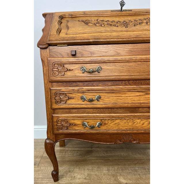 Vintage French Style Secretaire in Oak For Sale - Image 6 of 18