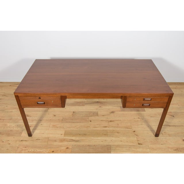 Wood Mid-Century Teak Desk by Ejner Larsen & Aksel Bender Madsen for Willy Beck, Denmark, 1950s For Sale - Image 7 of 18