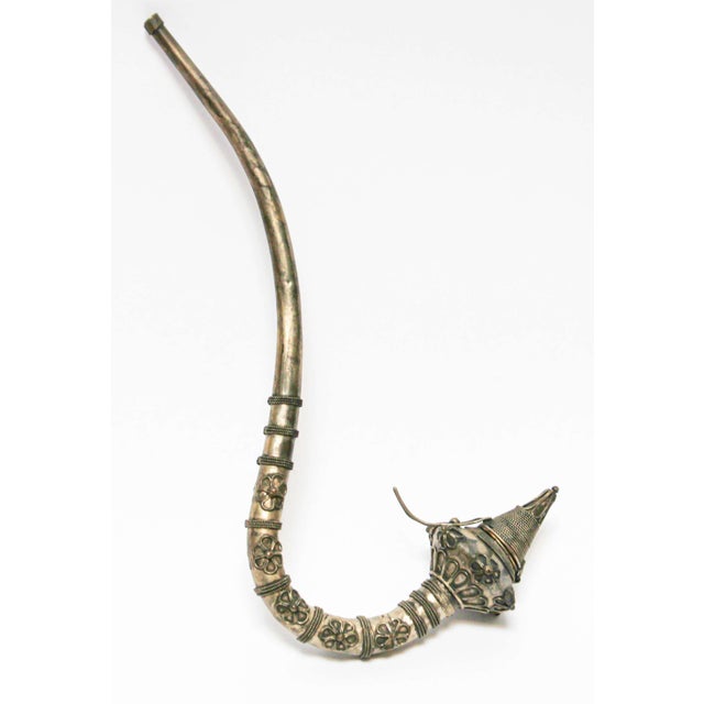 Asian Metal Filigree Opium Pipe, Silver Plate, Chinoiserie Style, 1920 For Sale - Image 12 of 17