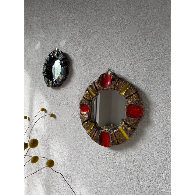 Vintage Ceramic Mirrors, 1950, Set of 2 For Sale - Image 9 of 18