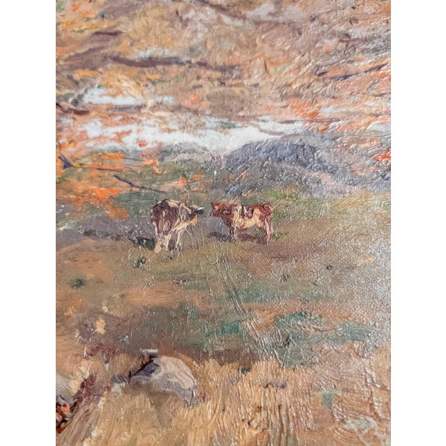 20th Century American Impressionist Barbizon School Landscape With Cows by Elizabeth Hunt Barrett For Sale - Image 11 of 14
