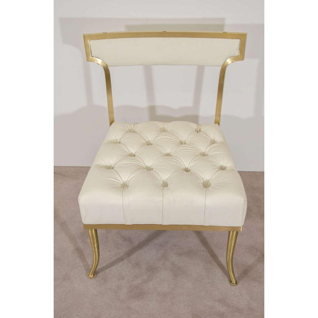 Hollywood Regency White and Brass Chairs by William "Billy" Haines - Set of 4 For Sale - Image 3 of 8