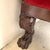 Antique American Empire Revival Mahogany Settee — Scroll Arms, Carved Paw Feet, Crimson Velvet For Sale - Image 10 of 12