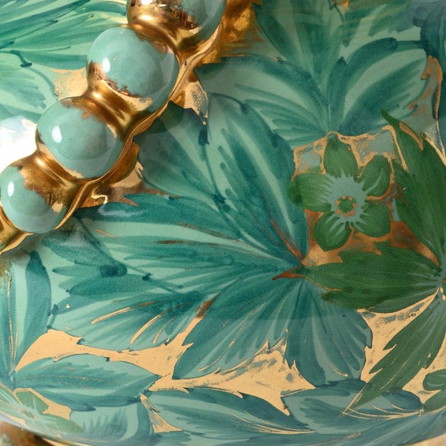 Italian Green and Gold Vase from Maioliche Deruta, 1960s For Sale - Image 10 of 12