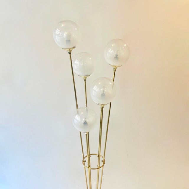 1960s Alberello Floor Lamp in Brass and Glass from Stilnovo, Italy, 1960s For Sale - Image 5 of 13