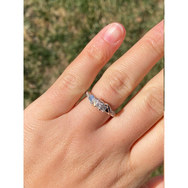 The Coalmont: Ladies White Gold Past Present Future Diamond Engagement Ring For Sale - Image 9 of 10