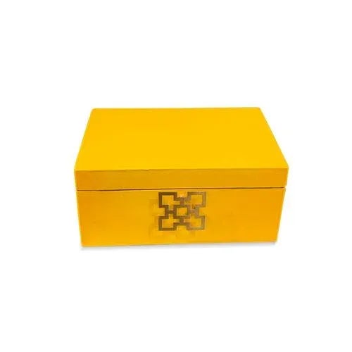 Early 21st Century Asian Style Yellow Jewelry Boxes - Set of 3 For Sale - Image 5 of 9