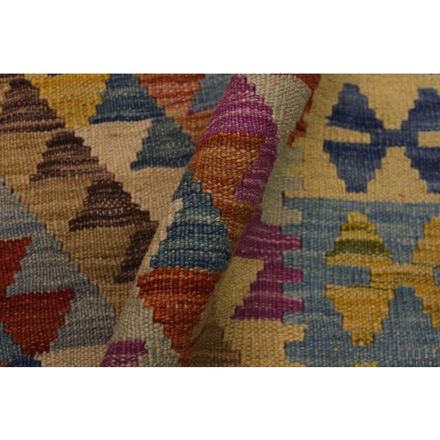 Caucasian Kilim Brown Blue Wool Rug - 6'7" X 9'9" For Sale In New York - Image 6 of 7