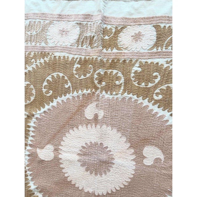 Textile Samarkand Suzani Tablecloth - Embroidered Textile For Sale - Image 7 of 9