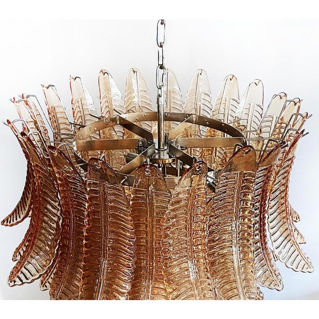 Italian Murano Felci Glass Chandelier with 75 Amber Glasses, 1990s For Sale - Image 9 of 16