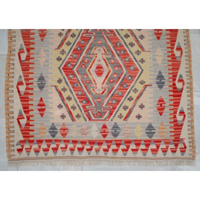 1970s Vintage Handmade Turkish Rug Kilim - 3′11″ × 5′9″ For Sale - Image 11 of 16