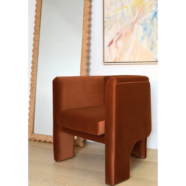 Matthew Izzo Home Lansky Rust Velvet Barrel Chair For Sale In New York - Image 6 of 7