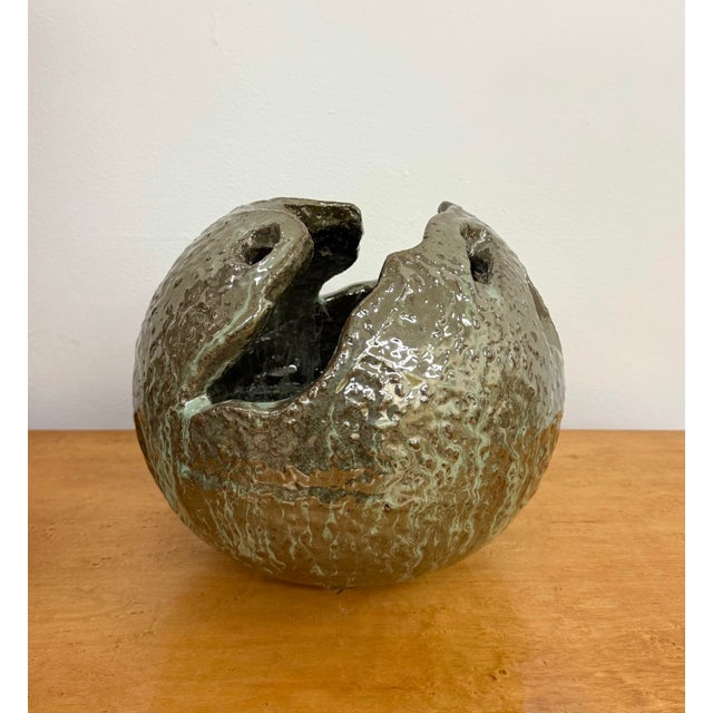 Vintage Abstract Glazed Handmade Ceramic Sculpture For Sale - Image 4 of 7