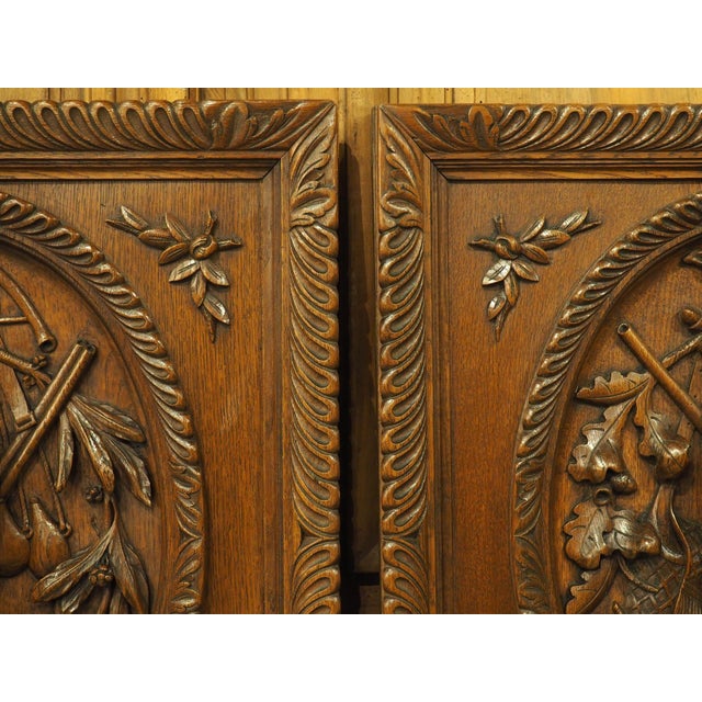 Pair of French Antique Black Forest Panels in Carved Oak, Late 19th Century For Sale - Image 18 of 18
