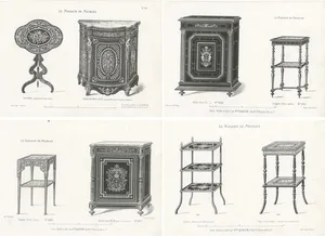 Quetin, Bahuts and Étagères, 1860s, Prints, Set of 4