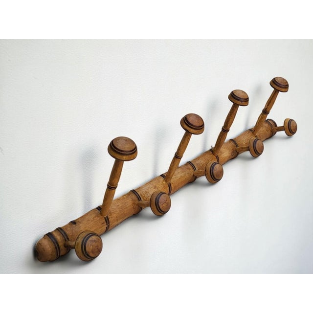 Wall-Mounted Coat Rack in Bamboo, 1930s For Sale - Image 6 of 6