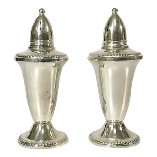 Vintage Hollywood Regency Chippendale Sterling Weighted Salt & Pepper Shakers - A Pair. For Sale