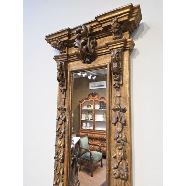 Italian Baroque Wall Mirror in Gilt Wood, Mid-19th Century For Sale - Image 6 of 15