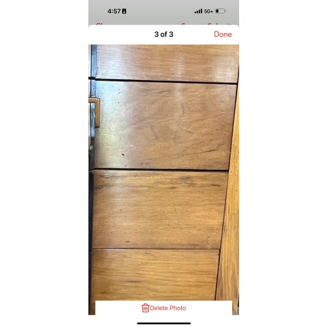 Wood 1970s Mid-Century Chest of Drawers With a Faux Buckle Front For Sale - Image 7 of 10