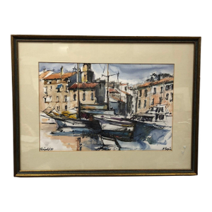 Thailand Original Watercolor 1971 Signed on the Bottom, Framed