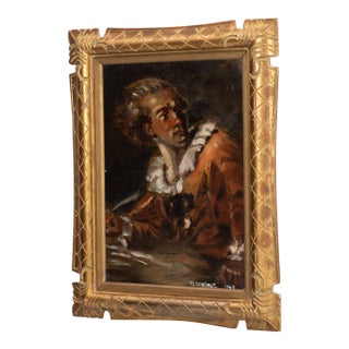 1940s France Amber Canvas Painting For Sale