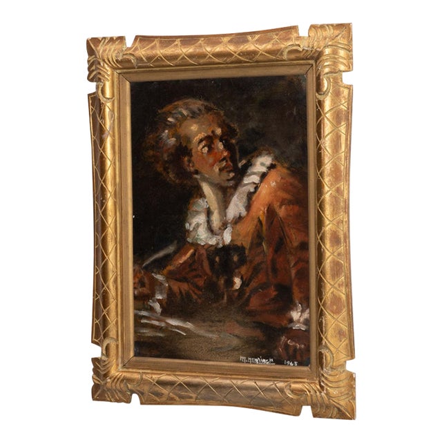 1940s France Amber Canvas Painting For Sale