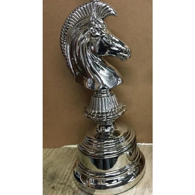 1930's Vintage Art Deco Horse Head Chrome Lamps- A Pair For Sale - Image 4 of 10