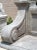Italian Limestone Garden Bench With Carved Rosette Back and Scrolled Legs For Sale - Image 12 of 12