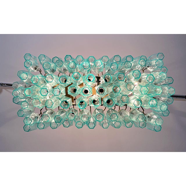 Turquoise Murano Glass Poliedri Chandelier by Carlo Scarpa, 1990s For Sale - Image 4 of 18