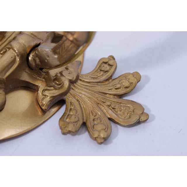 Pair of Antique French Style Brass Electrified Wall Sconces For Sale - Image 9 of 12