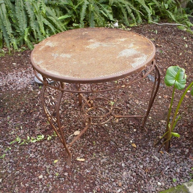 Mid-Century Modern Vintage Garden Tea Table in Wrought Iron, 1950s For Sale - Image 3 of 8
