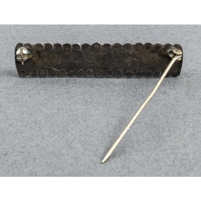 Rustic Southwest Native American Silver Turquoise Brooch For Sale - Image 3 of 4