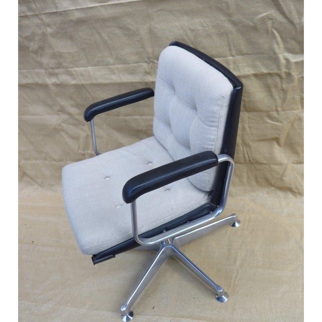 Modern Wool and Leather Office Chair, 1970s For Sale - Image 3 of 8