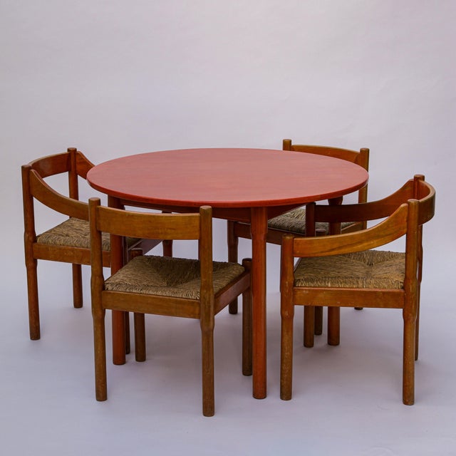 Red Carimate Dining Table and Chairs by Vico Magistretti for Cassina, 1960s, Set of 5 For Sale - Image 10 of 10