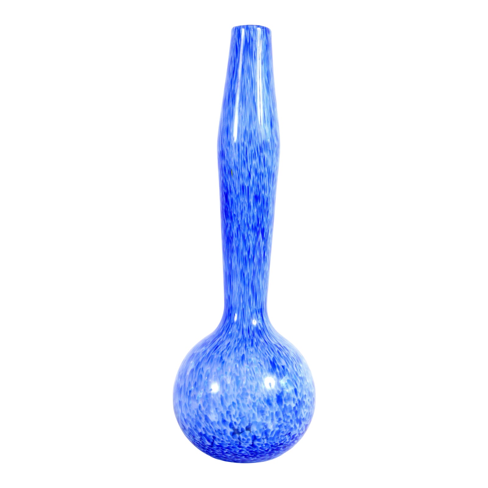 Vintage Blue Art Glass Gourd Form Bottle Vase in the Murano Style