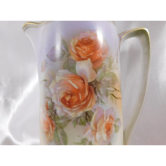 Contemporary 1940s Peach Floral Coffee Pot From Germany For Sale - Image 3 of 6