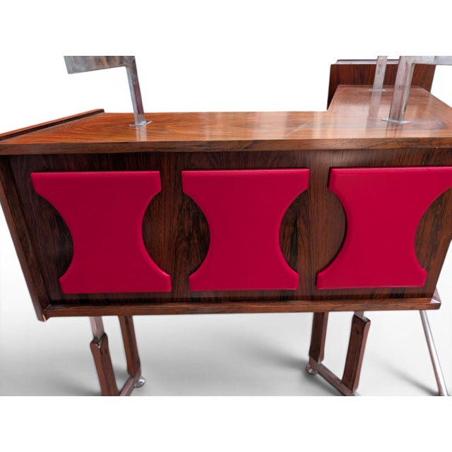 Vintage Space Age Rosewood and Red Lounge Bar, 1970s, Set of 4 For Sale - Image 18 of 18