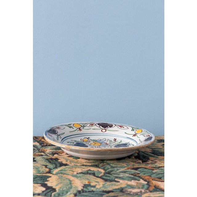 Dutch Delft Polychrome Floral Plate, Early 19th Century For Sale - Image 4 of 6