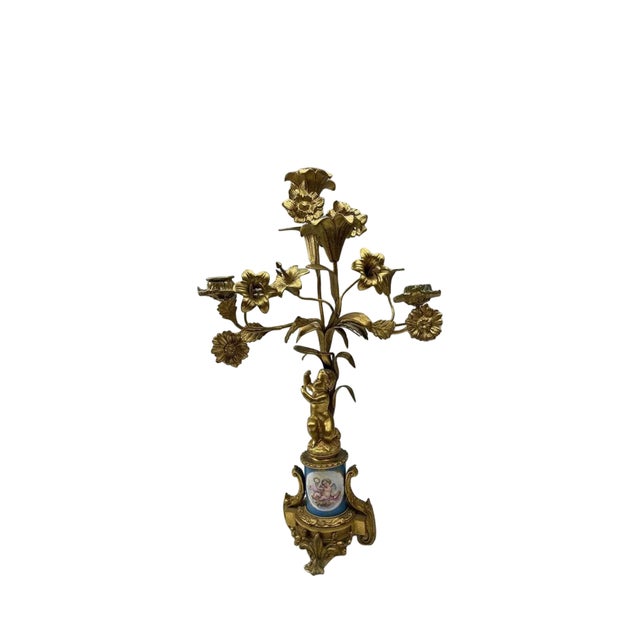 Gold Antique French Japy Frères Ormolu & Sevres Style Porcelain Clock Garniture Set – True Masterpiece For Sale - Image 8 of 18