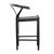 Transitional Black Horseshoe Leather & Teak Counter Stool For Sale - Image 3 of 5