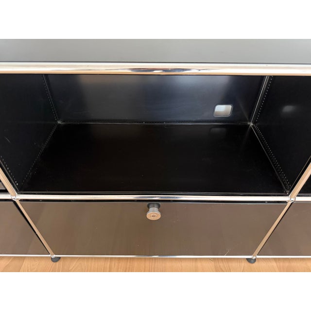 Black Ral 9011 Sideboard with 8 Compartments, 4 Doors and Pull-Out Shelf by Fritz Haller for USM Haller, Switzerland, 2000s For Sale - Image 12 of 18