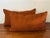 Vintage pair of burnt orange suede-like throw pillows. Feature matching cording and a light gray zipper that allows for...