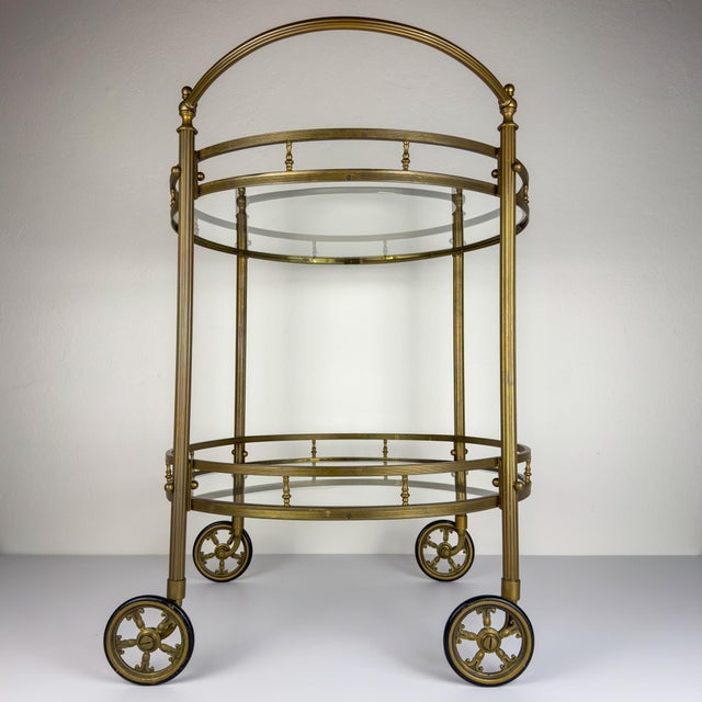 Vintage French Brass Bar Cart, 1950s For Sale - Image 16 of 18