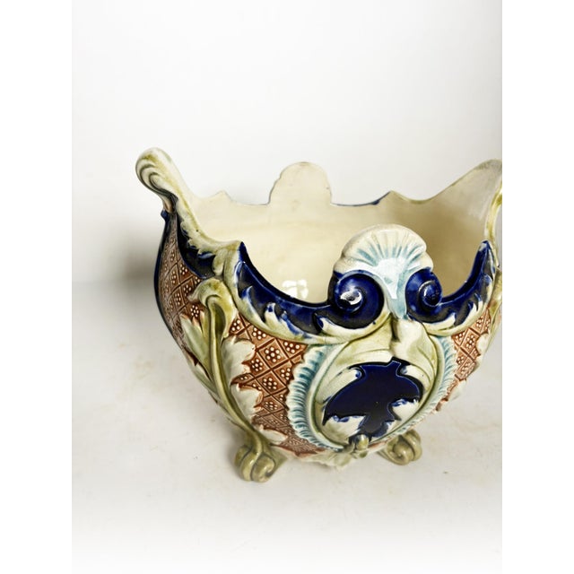 Majolica Ceramic Planter, France, 1800s For Sale - Image 4 of 11