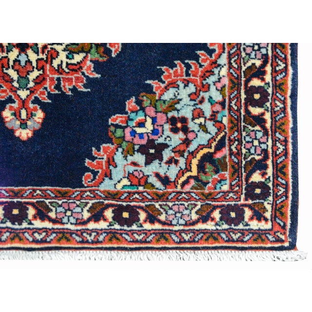 Navy Blue Vintage Persian Bidjar Rug For Sale - Image 8 of 11