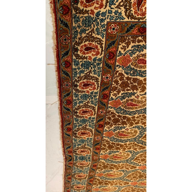 Ivory 1960s Vintage Ivory Persian Qum Rug 7'5'' X 10'2'' For Sale - Image 8 of 11