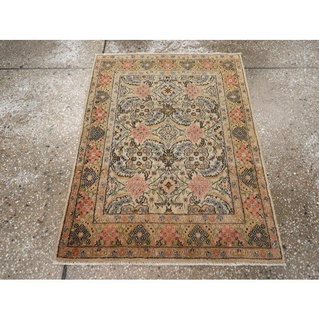 This Early 20th century Turkish Sivas rug, measuring 2' 0" x 2' 9", exemplifies the refined artistry for which Sivas...