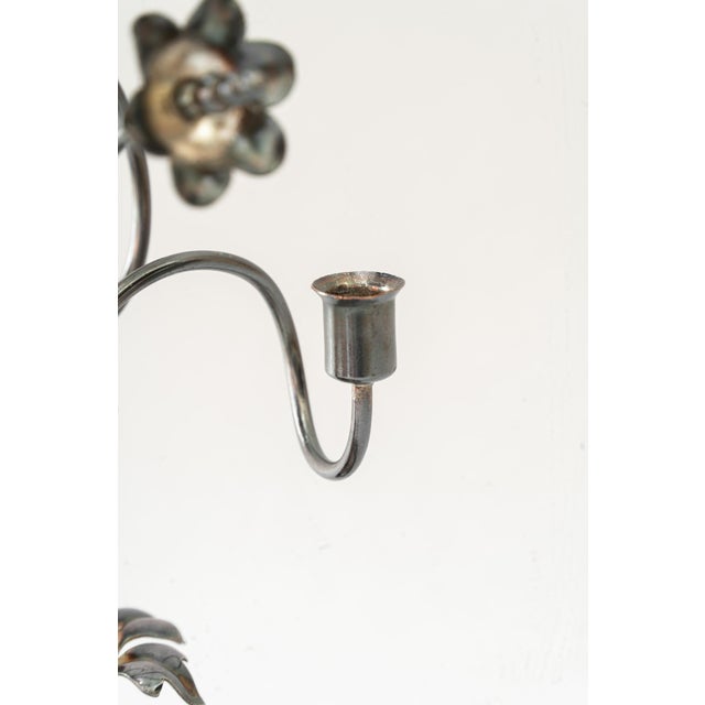 Jugendstil Silvered Brass Candleholder for 3 Candles, Vienna, Austria, 1908 For Sale - Image 7 of 15