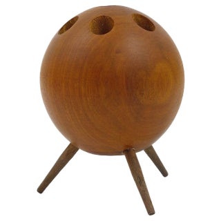 Walnut Ball Tripod Candleholder, Austria, 1950s For Sale