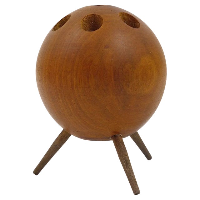 Walnut Ball Tripod Candleholder, Austria, 1950s For Sale